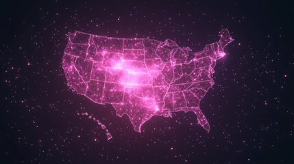 Fototapete - A vibrant image depicting a blockchain-powered map representing a nation with AI elements.