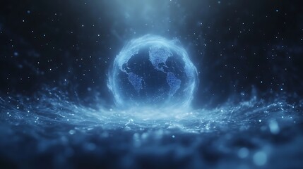 Aufkleber - Futuristic holographic globe design with glowing elements, perfect for technology and science-themed visuals.