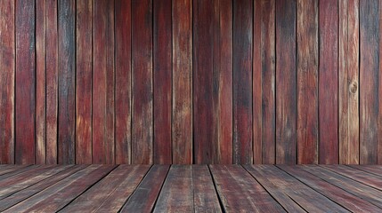 Canvas Print - Rustic Red Wooden Room Background Warm light bathes weathered planks creating a cozy ambiance. AI Generated