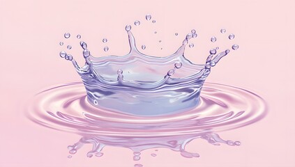 Poster - Water Splash Crown, Pink Background, Abstract, Visual Effect