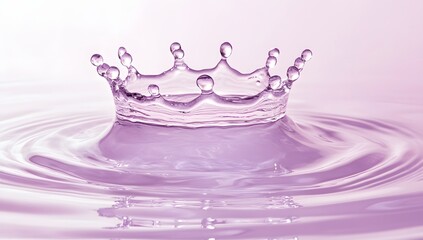 Aufkleber - Crown-shaped water splash on surface, soft purple tones