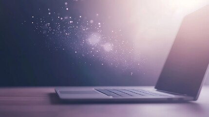 Leinwandbilder - A digital workspace featuring a glowing holographic design, ideal for tech and innovation themes.