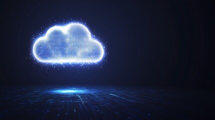 Poster - A vibrant digital cloud made of pulsing neon-blue energy, ideal for futuristic and tech-themed designs.