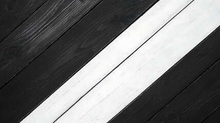 Poster - Diagonal Monochrome Wood Plank Texture Background with White Stripe Detail Artistic Design