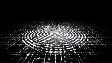 Poster - Digital Fingerprint Scan on a Futuristic Grid Technology Surface Security Authentication Interface