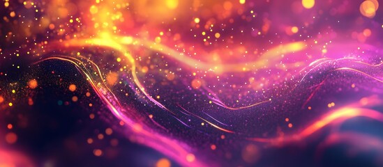 Poster - Abstract glowing waves, vibrant colors, particles