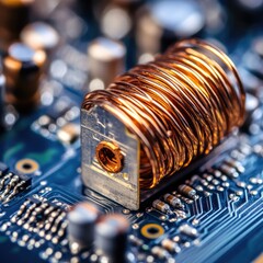 Poster - Closeup copper coil on circuit board (1)