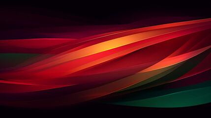 Poster - Dynamic Abstract Ribbon Flowing Red Orange and Green Hues Artistic Design Vivid Movement Expression