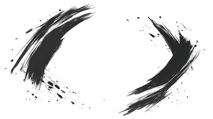 Poster - Dynamic Artistic Brush Stroke Elements with Ink Splatters Design for Graphic Applications and Creativity