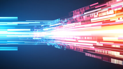 Poster - Dynamic Data Stream with Light Burst in Modern Digital Network Communication Illustration