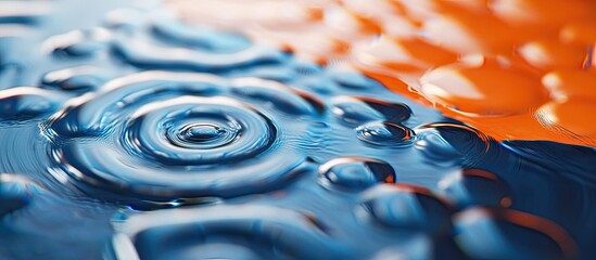 Poster - Liquid Ripples on Blue & Orange Paint