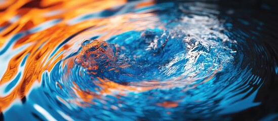 Poster - Abstract swirling water vortex, orange and blue