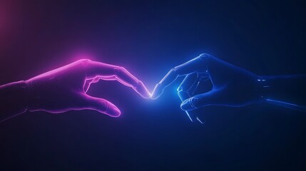 Aufkleber - A close-up image of two robotic hands gently touching, symbolizing connection and technology.