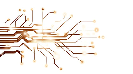 Poster - Electronic Circuit Board Design with Interconnected Lines and Nodes in Copper Color Tone Technology