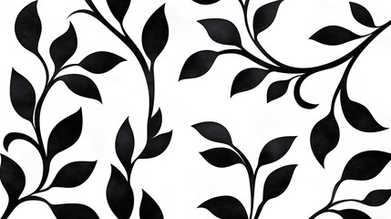 Poster - Elegant Black Foliage Silhouette Patterned Background Illustration Design for Digital Creativity