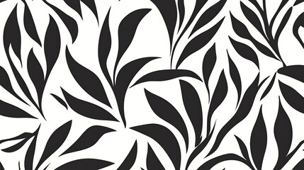 Poster - Elegant Botanical Illustration Leaves Silhouette Pattern Nature Design Floral Background Aesthetic Decor