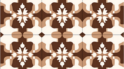 Poster - Elegant Brown Tiles Ornamental Pattern for Walls and Floors Decor Design in a Modern Home Style