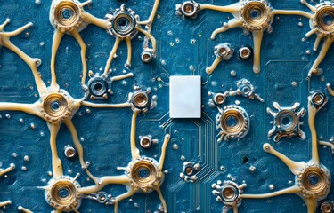 Aufkleber - Abstract Neural Network on Circuit Board