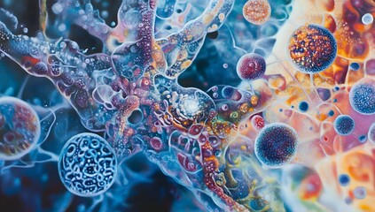 Poster - Abstract cells/microcosm in vibrant colors