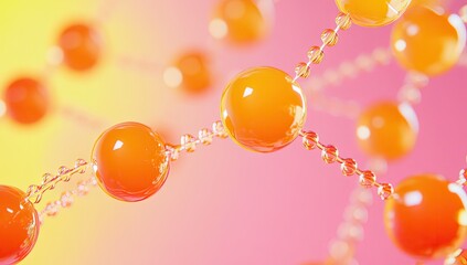 Poster - Abstract orange spheres connected by strands on gradient background