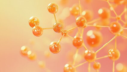 Aufkleber - Orange Molecular Structure; Soft Light Background; Scientific Illustration; Educational