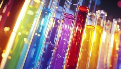 Poster - Colorful test tubes, laboratory, glowing, research