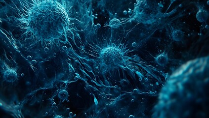 Poster - Deep-Blue Cells in Microscopic Environment with Bubbles