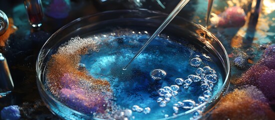 Aufkleber - Petri dish experiment with bubbling liquid