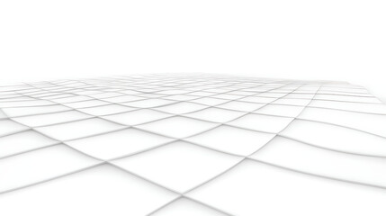 Poster - Elegant White Tiled Floor with Gentle Undulations Abstract Perspective 3D Rendered Design