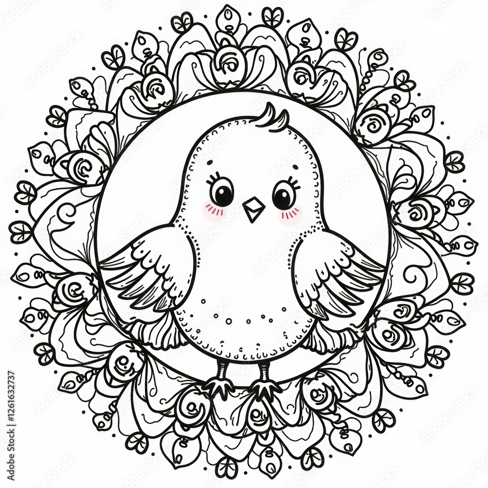 Cute Birds Doodle Mandala Coloring Page Kids Design. Perfect for ...