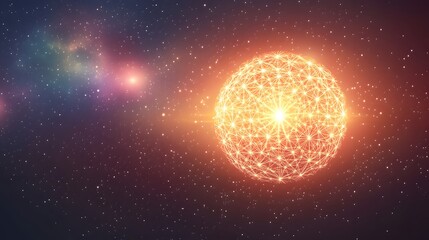 Poster - Glowing connected sphere dominates space amidst stars and nebula