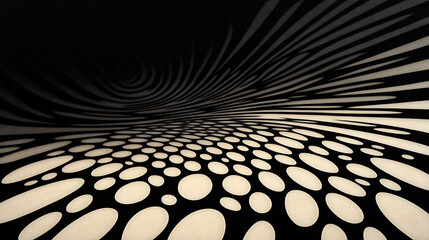 Poster - Ethereal Vision of a Curved Space with Dots and Stripes Creates a Surreal and Abstract Illusion