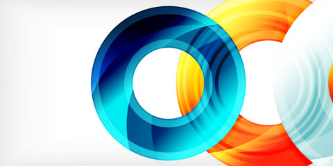 Poster - Bright colorful circles with light effects. Abstract background