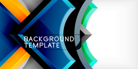 Poster - Arrow with round elements. Color geometric shapes background. Vector Illustration For Wallpaper, Banner, Background, Card, Book Illustration, landing page
