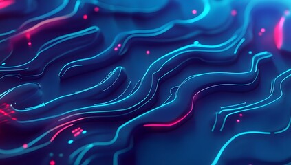 Aufkleber - Abstract glowing wavy lines in dark blue, vibrant colors