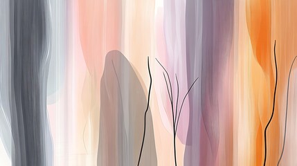 Wall Mural - Abstract Pastel Landscape Softly Painted Vertical Lines. AI Generated