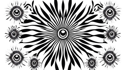 Poster - Eye Concentric Pattern Optical Design Black and White Contemporary Artwork with Geometric Shapes