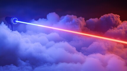 Aufkleber - Vibrant red and blue laser lights create a stunning visual effect as they cut through thick fog.