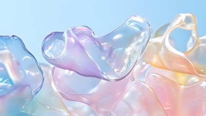 Aufkleber - Abstract pastel shapes in motion against a light blue sky