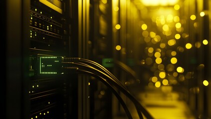 Poster - Server room cables glowing data center