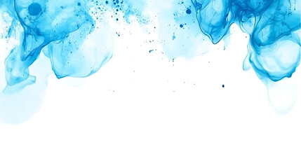 Poster - Fluid Turquoise Gradient Artistic Design with Alcohol Ink Texture and Abstract Watercolor Swirls