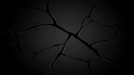 Poster - Fractured Dark Stone Surface with Crevices Texture Background Grayscale for Art and Design Resources