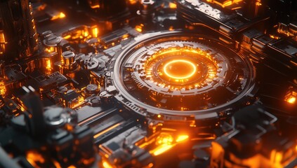 Aufkleber - Intricate glowing tech core, futuristic machine