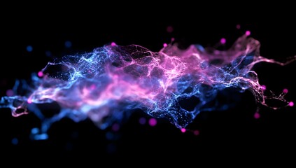 Aufkleber - Abstract swirling particles in vibrant colors against a dark background