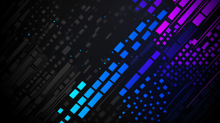 Poster - Futuristic Digital Network Blocks in Motion Gradient Color Dark Background Modern Design Concept