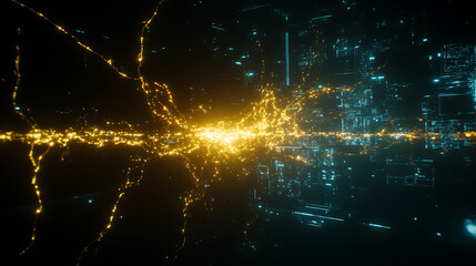 Poster - Golden Node Network Expanding into a Structured Blue Digital Space for Data Transmission