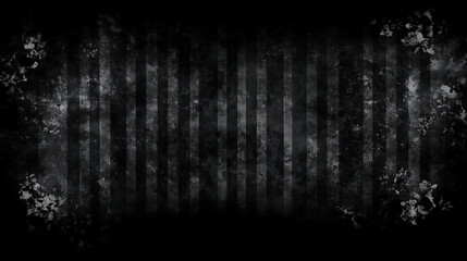 Poster - Grungy Vertical Stripes Black and White Textured Background with Subtle Floral Elements Edges Aesthetics