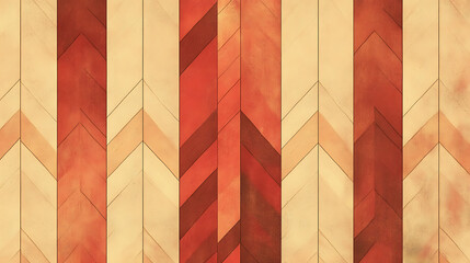 Poster - Herringbone Pattern Wood Texture Chevron Design with Warm Orange and Beige Tones Backdrop Presentation