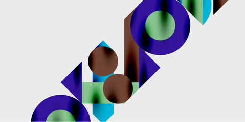 Aufkleber - Modern abstract background featuring circles, lines, and triangles in a dynamic geometric composition. Perfect for stylish, tech, or creative-themed designs