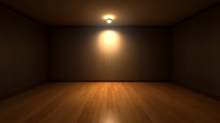 Poster - Interior Room Illumination with Wooden Floor and Textured Wall Under a Single Light Fixture